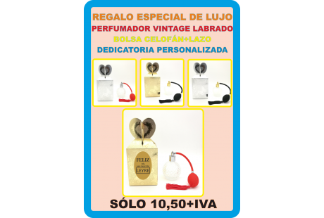Perfumador de pera rellenable 100 ml ROJO  Vintage +Estuche de lujo oro o plata (PERFUME A  ELEGIR)